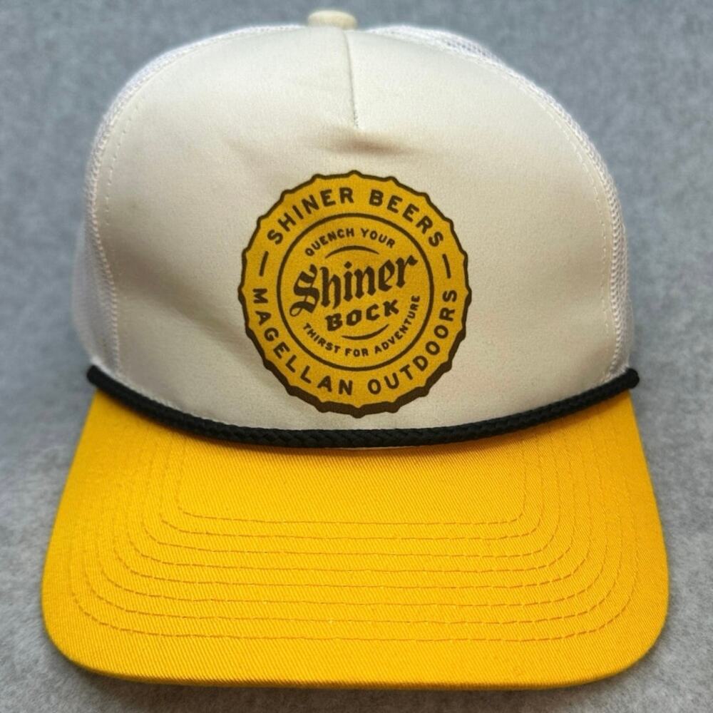 Magellan Shiner Bock Trucker Hat Snapback Mesh Cream Yellow Gorpcore Western